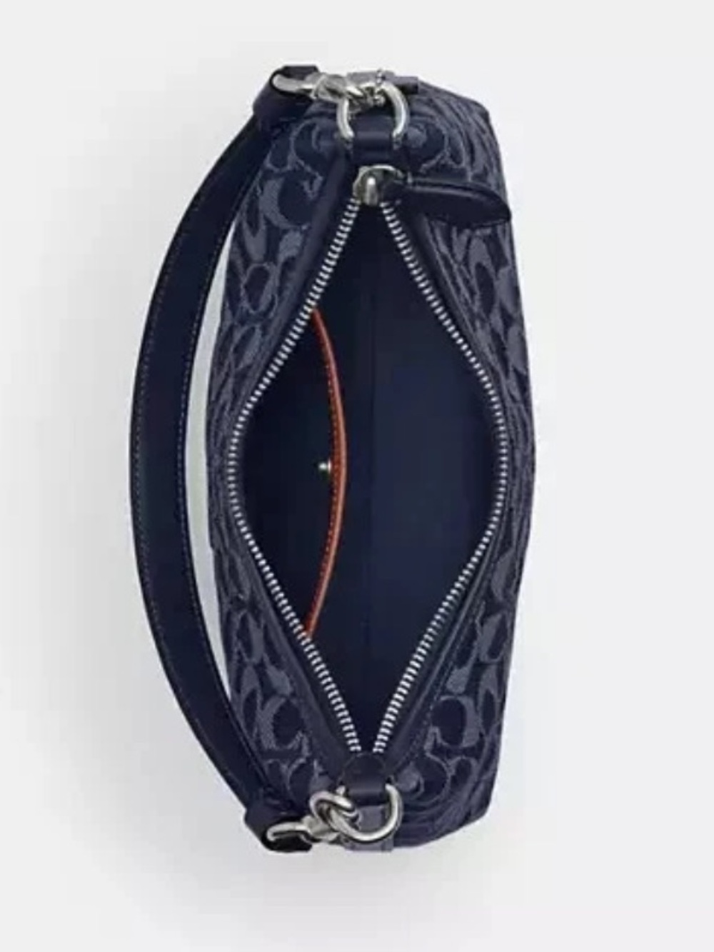 Coach Navy Signature Jacquard Chain Shoulder Bag - Picture 5 of 9